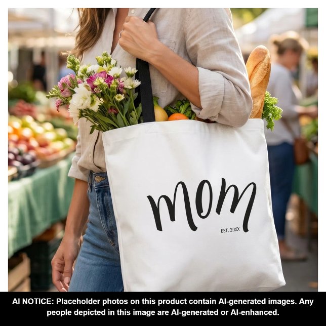 Bolsa Tote Roteiro Preto e Branco Mãe Estabelecida Elegante  (Criador carregado)