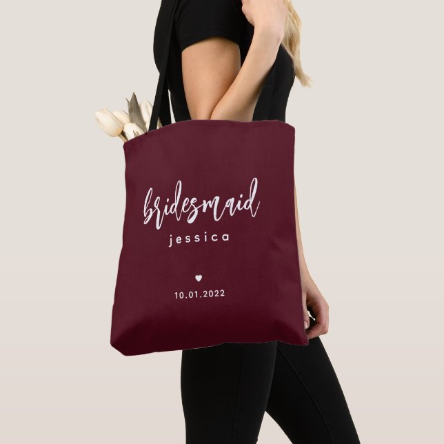 Bolsa Tote Roteiro Simples de Bridesmaid do Burgundy Wine (Close Up)