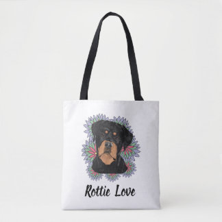 Bolsa Tote Rottie Love tote– Whimsical Rottweiler Art