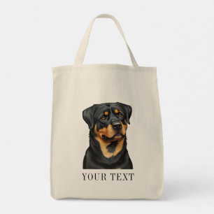 Bolsa Tote Rottweiler Ilustração Saco de Doggy Dom Divertido