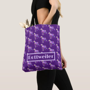 Bolsa Tote Rottweiler Rottie Dog Purple Silhouter Pessoal