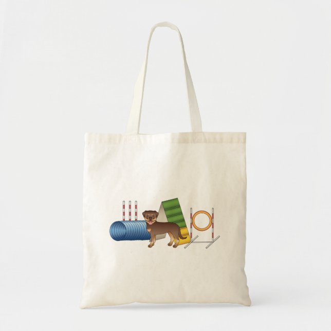Bolsa Tote Rottweiler Vermelho e Marrom com Equipamento de Ag (Frente)
