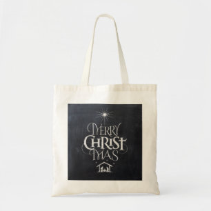 Bolsa Tote Rotulação religiosa do quadro do Feliz Natal