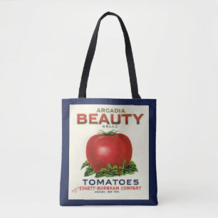 Bolsa Tote Rótulo de Caixa de Frutas Antiga, Tomates Arcadia