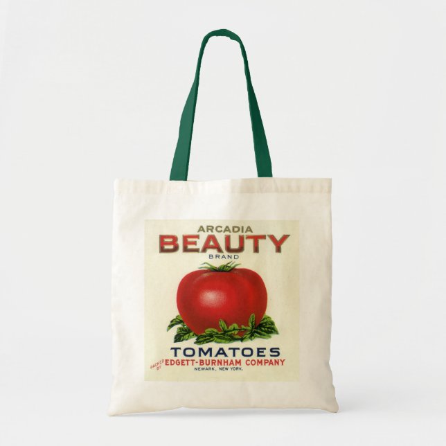 Bolsa Tote Rótulo de Caixa de Frutas Antigas, Tomates Arcadia (Frente)