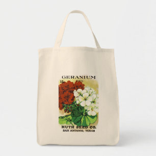 Bolsa Tote Rótulo de Pacote de Semente Geranium