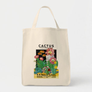 Bolsa Tote Rótulo do Pacote de Semente Cactus
