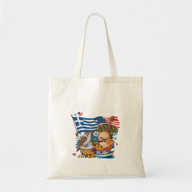 Bolsa Tote Roupa Com A Bandeira Grega Americana Para Mulheres (Frente)