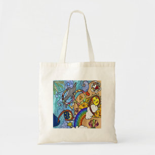 Bolsa Tote Roupas Presentes Psicodélicos dos Anos 60 na Praia