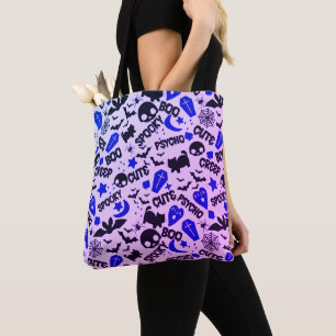 Bolsa Tote Roxo, Azul e Negro, Bonito e Divertido