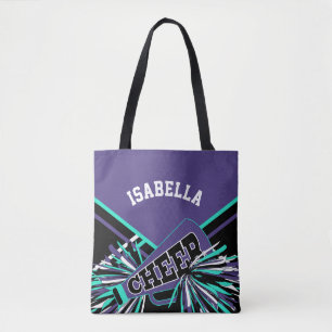 Bolsa Tote Roxo, Azul-turquesa, Preto e Branco Design de Chee