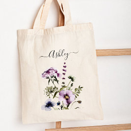 Bolsa Tote Roxo Buquê de flor selvagem Floral