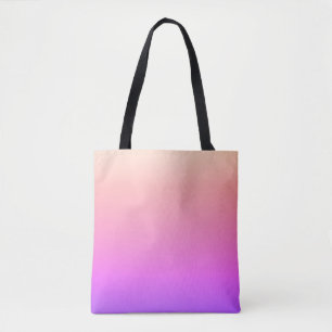 Bolsa Tote Roxo Colorido Desvanecendo Rosa e Pêssego Ombre