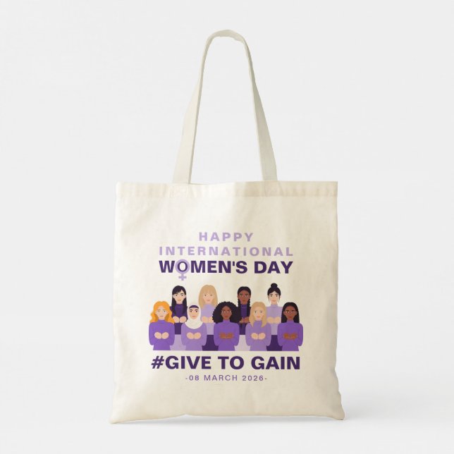 Bolsa Tote Roxo Dar Para Ganhar Dia Internacional da Mulher 2 (Verso)