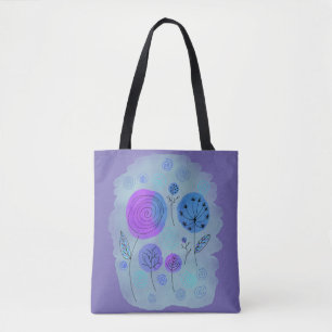 Bolsa Tote Roxo de Arte de Flor Moderno Abstrato