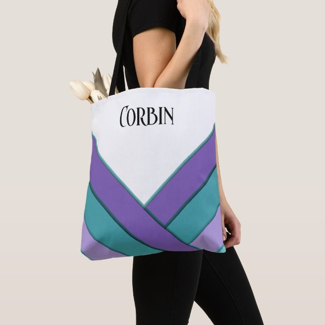 Bolsa Tote Roxo e Teal Personalizados (Close Up)