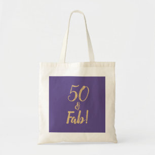 Bolsa Tote Roxo Elegante "50 & Fab!" 50ª Festa de aniversário