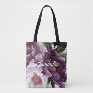 Bolsa Tote Roxo Escuro Púrpura Pintada Pia Verde |