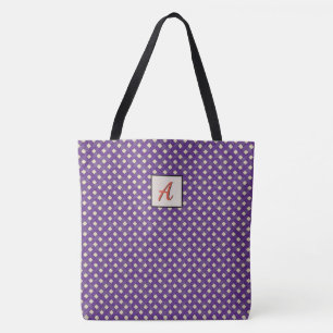 Bolsa Tote Roxo Gráfico Tecido em Monograma de Cor Personali
