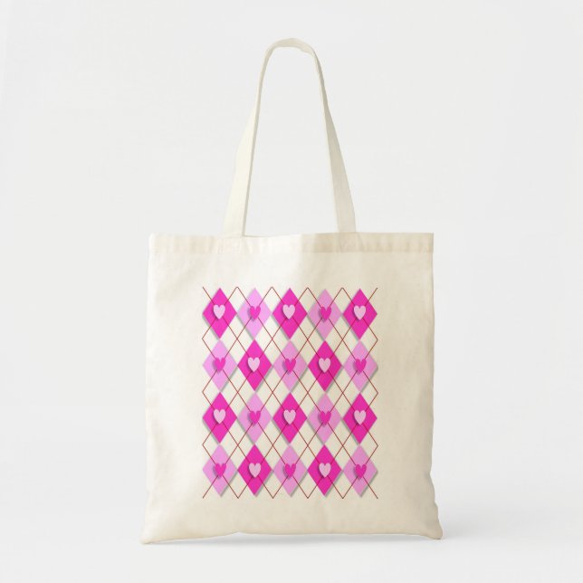 Bolsa Tote Roxo Hearts Argyle (Frente)