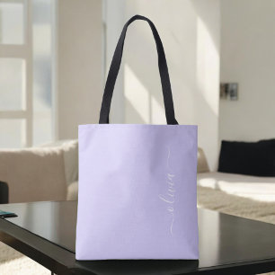 Bolsa Tote Roxo Lavanda Monograma Moderno de Letra Redonda Fe