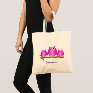 Bolsa Tote Roxo Owls Design Personalizado