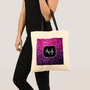 Bolsa Tote Roxo Pink Ombre faux glitks Monograma