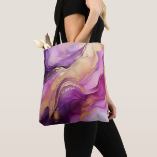 Bolsa Tote Roxo Rosa e Dourado Moderno -
