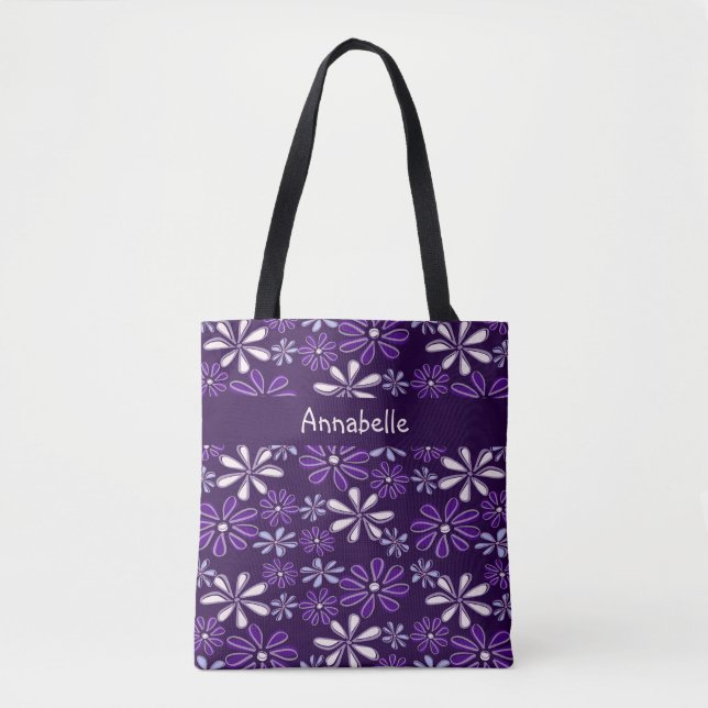Bolsa Tote Roxo Roxo Escuro Seu Nome (Frente)