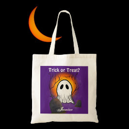 Bolsa Tote Roxo Sky Laranja Lua Fantasma Halloween