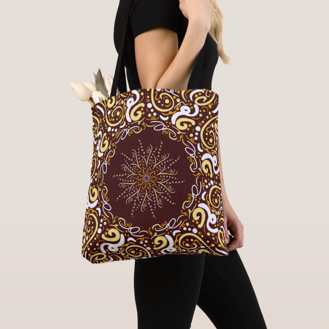 Bolsa Tote Royal Batik Floral Artística Maroon (Close Up)