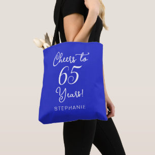 Bolsa Tote Royal Blue Cheers para 65 anos 65ª Festa de aniver