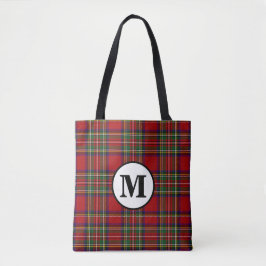 Bolsa Tote Royal Stewart Tartan Xadrez Escocesa Clan Monogram