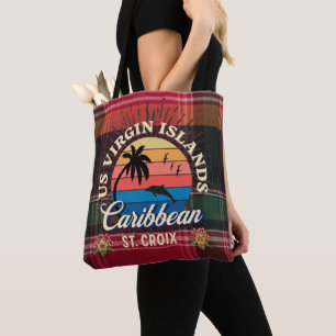 Bolsa Tote RUA das Ilhas Virgens dos EUA. Croix USVI Madras T