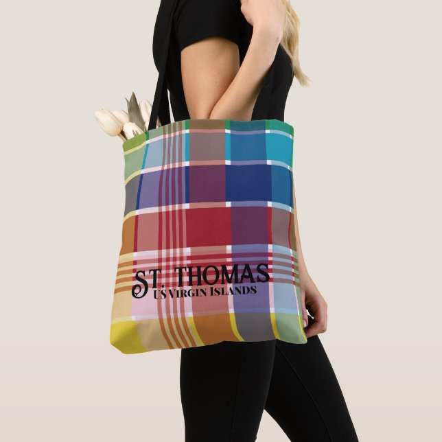 Bolsa Tote RUA das Ilhas Virgens dos EUA Thomas USVI Madras (Close Up)