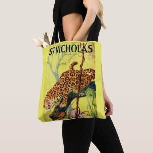 Bolsa Tote rua de 1929. Impressão de leopardo cobrir da revis