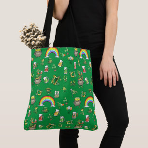 Bolsa Tote Rua de chapéu verde do arco-íris Patrick Day