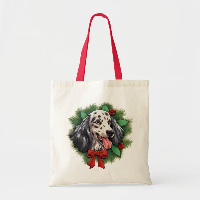 Bolsa Tote Rua de Natal do Setter Inglês (Frente)