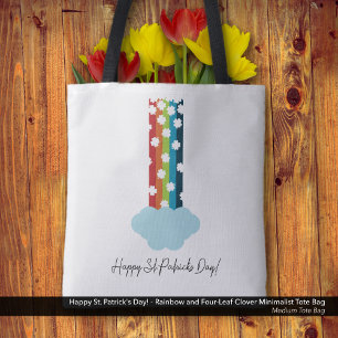Bolsa Tote Rua do dia de Patrick Rainbow 4-Leaf Clover Minima