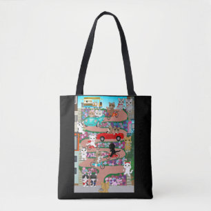Bolsa Tote Rua do Lombard com Peko o gato branco