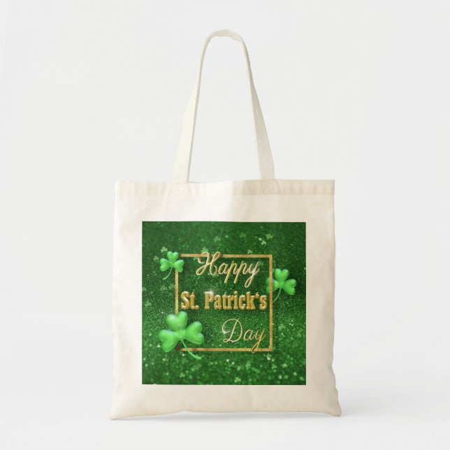 Bolsa Tote Rua, Dourado Shamrock do Dia de Patrick (Frente)