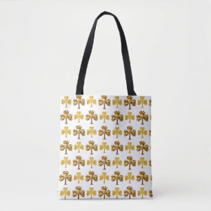 Bolsa Tote Rua legal e Elegante do Padrão de Shamrock Dourad