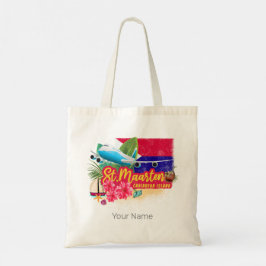 Bolsa Tote Rua Maarten Retro Caribe Plano da Ilha Vintage