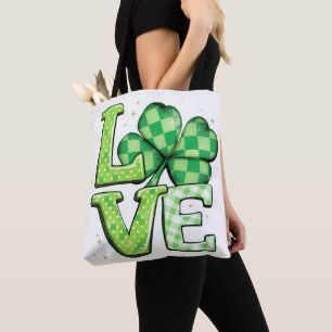 Bolsa Tote Rua. O Dia do Patrick Amor Irlandês Verde