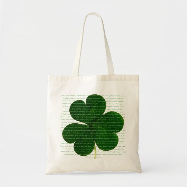 Bolsa Tote Rua. Patrick Irish Poem The Deer's Cry Shamrock (Frente)