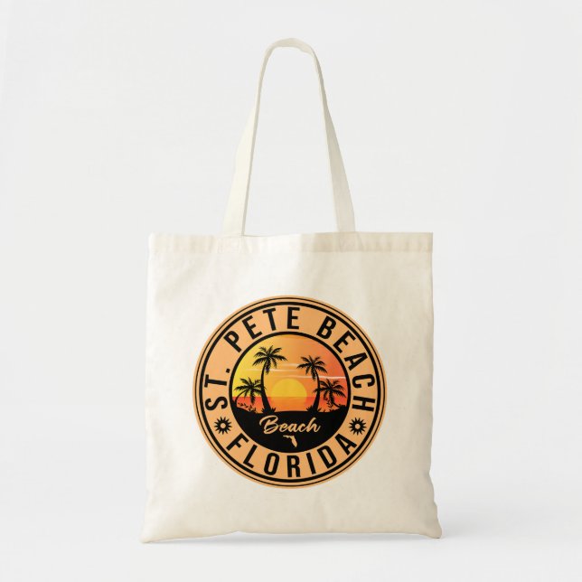 Bolsa Tote Rua, Pete Beach, Retro Sunset Souvenirs, 60s (Frente)