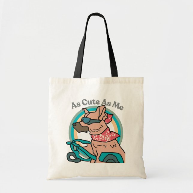 Bolsa Tote Rua Retro Cachorro com Óculos Solares | Engraçado  (Frente)