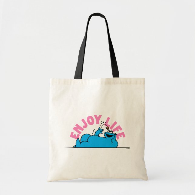 Bolsa Tote Rua Sésamo | Cookie Monster Aproveite a Vida (Frente)