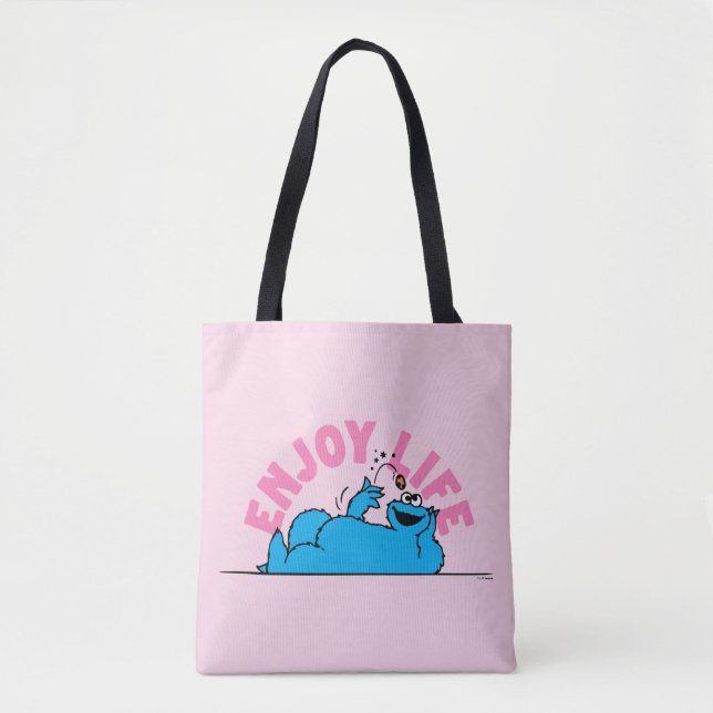 Bolsa Tote Rua Sésamo | Cookie Monster Aproveite a Vida (Frente)