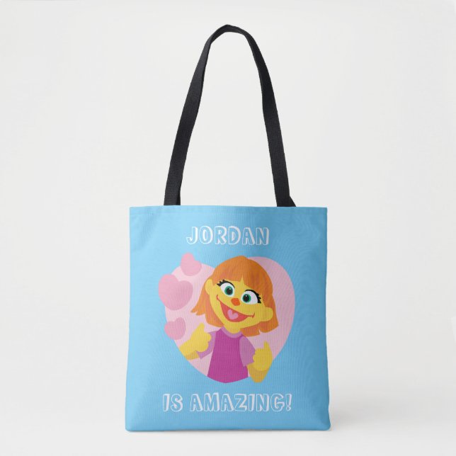 Bolsa Tote Rua Sésamo | Coração Rosa Julia (Frente)